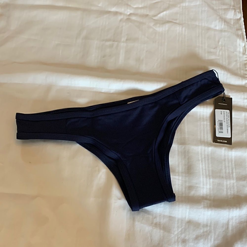 Tavik evening blue Jayden swim bottoms Size S Moderate coverage NWT